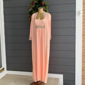 Vintage Undercover Wear Long Peignoir Nightgown and Robe Set